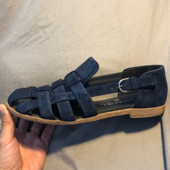 Chanel sandals blue suede - Picture 4 of 4